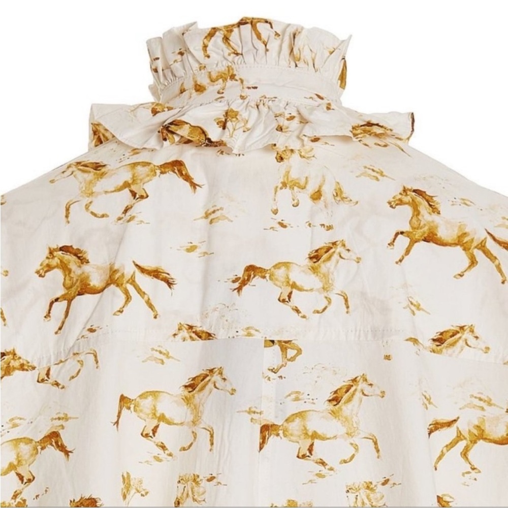 New with Tags GANNI White Horse Print Cotton Mini Dress - Picture 5 of 16